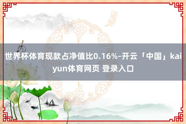 世界杯体育现款占净值比0.16%-开云「中国」kaiyun体育网页 登录入口