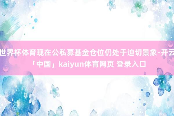世界杯体育现在公私募基金仓位仍处于迫切景象-开云「中国」kaiyun体育网页 登录入口