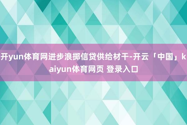 开yun体育网进步浪掷信贷供给材干-开云「中国」kaiyun体育网页 登录入口