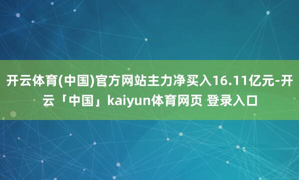 开云体育(中国)官方网站主力净买入16.11亿元-开云「中国」kaiyun体育网页 登录入口