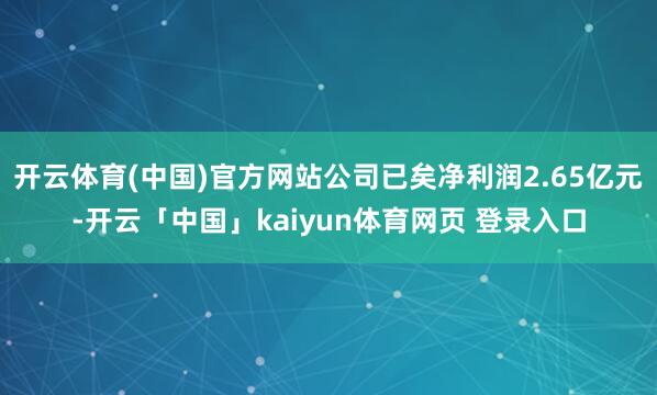 开云体育(中国)官方网站公司已矣净利润2.65亿元-开云「中国」kaiyun体育网页 登录入口