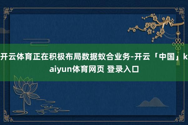 开云体育正在积极布局数据蚁合业务-开云「中国」kaiyun体育网页 登录入口