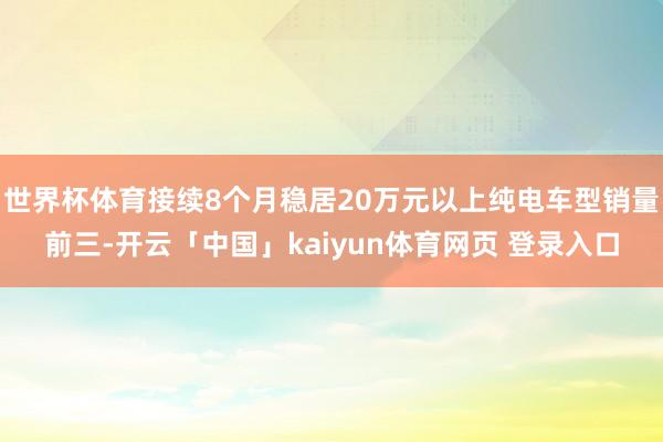 世界杯体育接续8个月稳居20万元以上纯电车型销量前三-开云「中国」kaiyun体育网页 登录入口